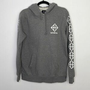 𝅺HUF skateboard logo grey unisex kangaroo hoodie